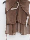 OUDE WAAG High-Neck Shirred Halter Vest OW-OW-25PF-TP03-HZ (BR430 Gray Brown) (OW-25SS-TP02 OW-25PF-TP03)